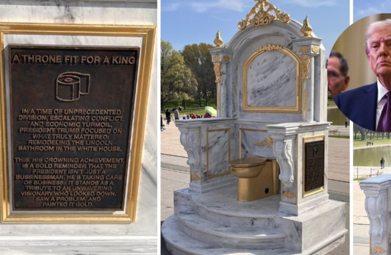 un inodoro dorado frente al monumento a Lincoln desata polémica en EE. UU. y se roba las miradas de los turistas